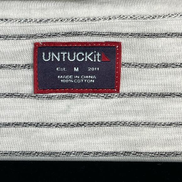 UNTUCKit Long‎ Sleeve Wide Collar Blouse in Black and White Stripe Size M NWT - Picture 5 of 6